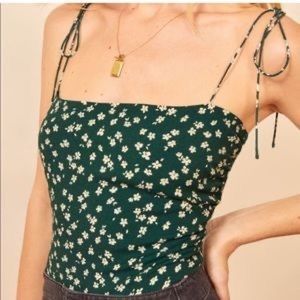 Reformation lupe top floral green